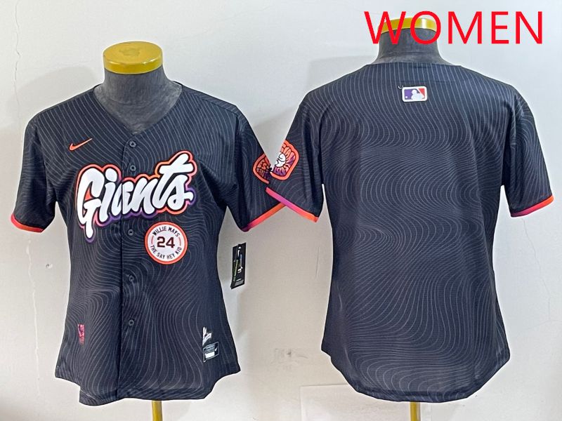 Women San Francisco Giants Blank Black Second generation Joint Name 2025 Nike MLB Jersey style 4->women mlb jersey->Women Jersey